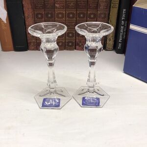 1998 Royal Dulton 7” Crystal Candlestick Pair O530